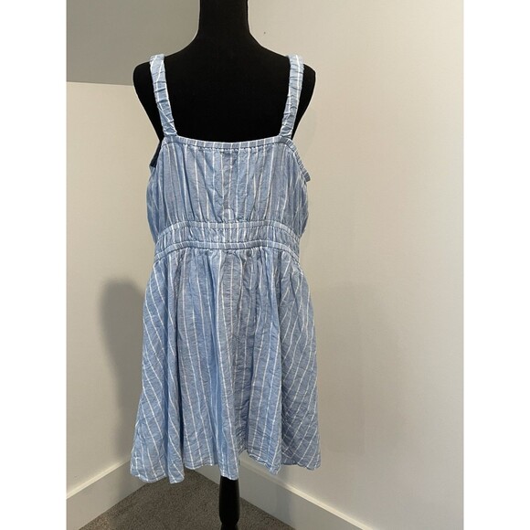 Lane Bryant plus size cotton & linen striped blue dress size 18 - Picture 4 of 6